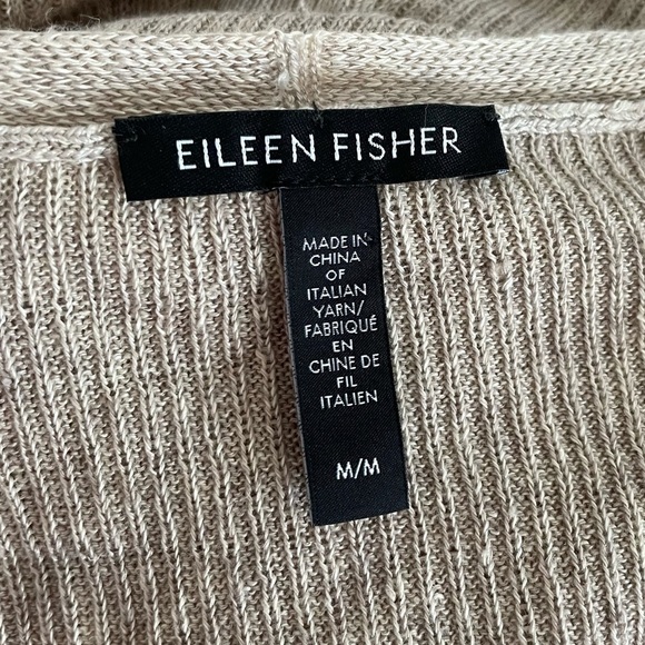 Eileen Fisher organic linen ribbed knit duster cardigan wheat color medium - Picture 2 of 6